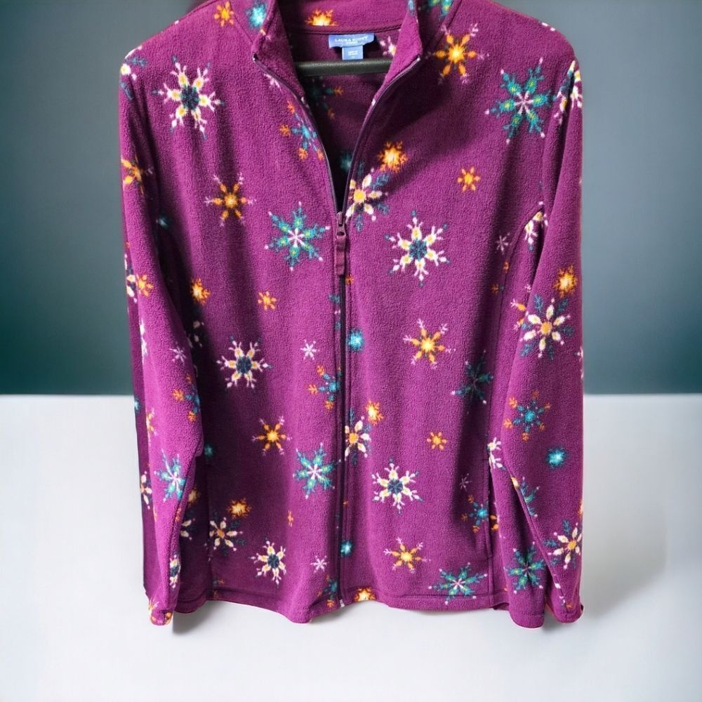 LAURA SCOTT Women's Warm Plus Size Fleece Snowflake Jacket New 3X
